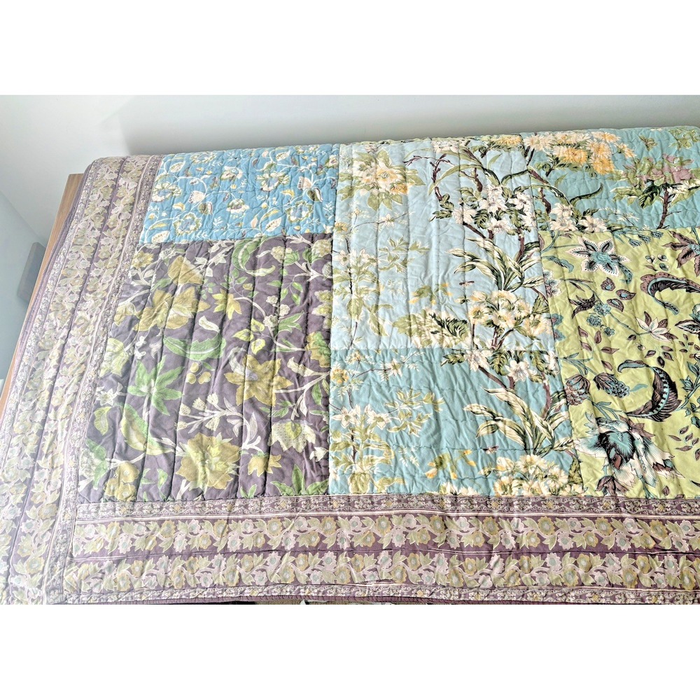 Vtg Company Store Emilie King Quilt Set Boho Patchwork Floral 2 Shams & Throw - Picture 4 of 8
